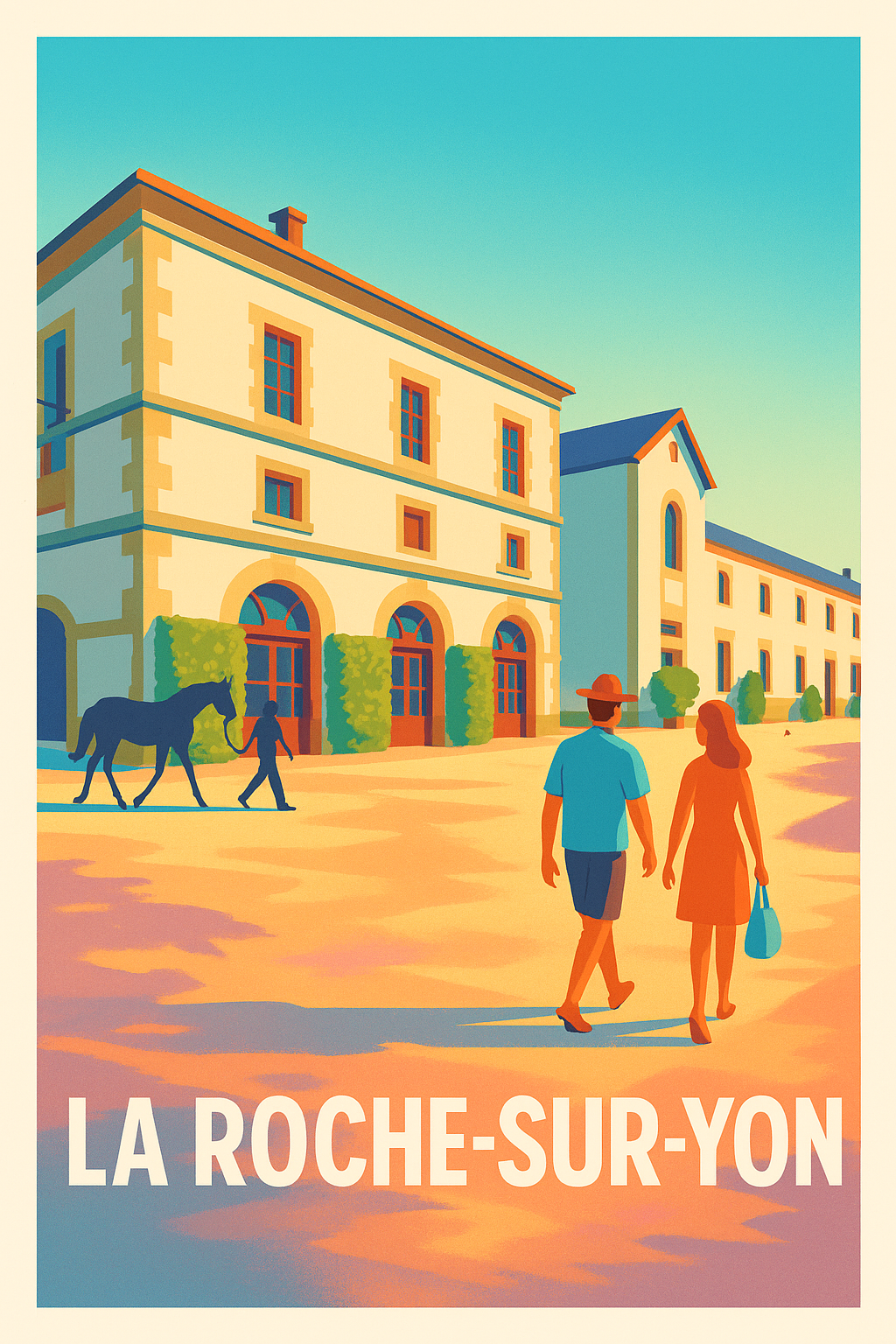 Vendée France Pas de Cadre / 20 × 30cm Affiche de La Roche-sur-Yon - Promenade ensoleillée au cœur de la ville