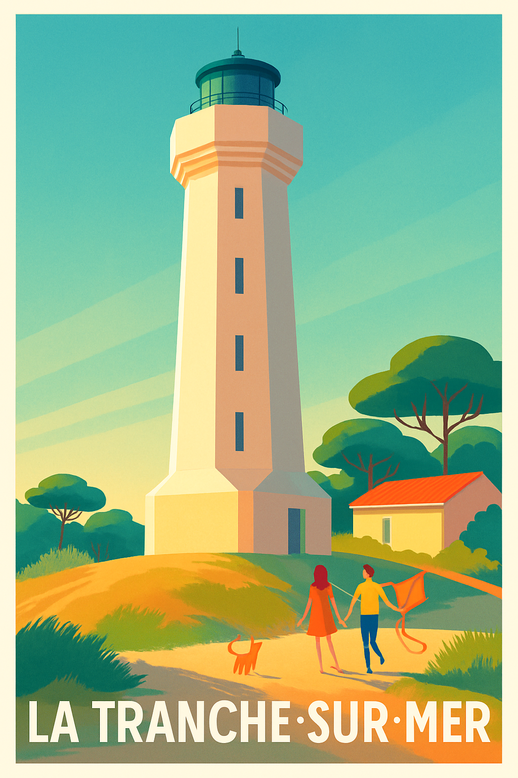 Vendée France Pas de Cadre / 20 × 30cm Affiche de La Tranche-sur-Mer - Évasion côtière au phare emblématique