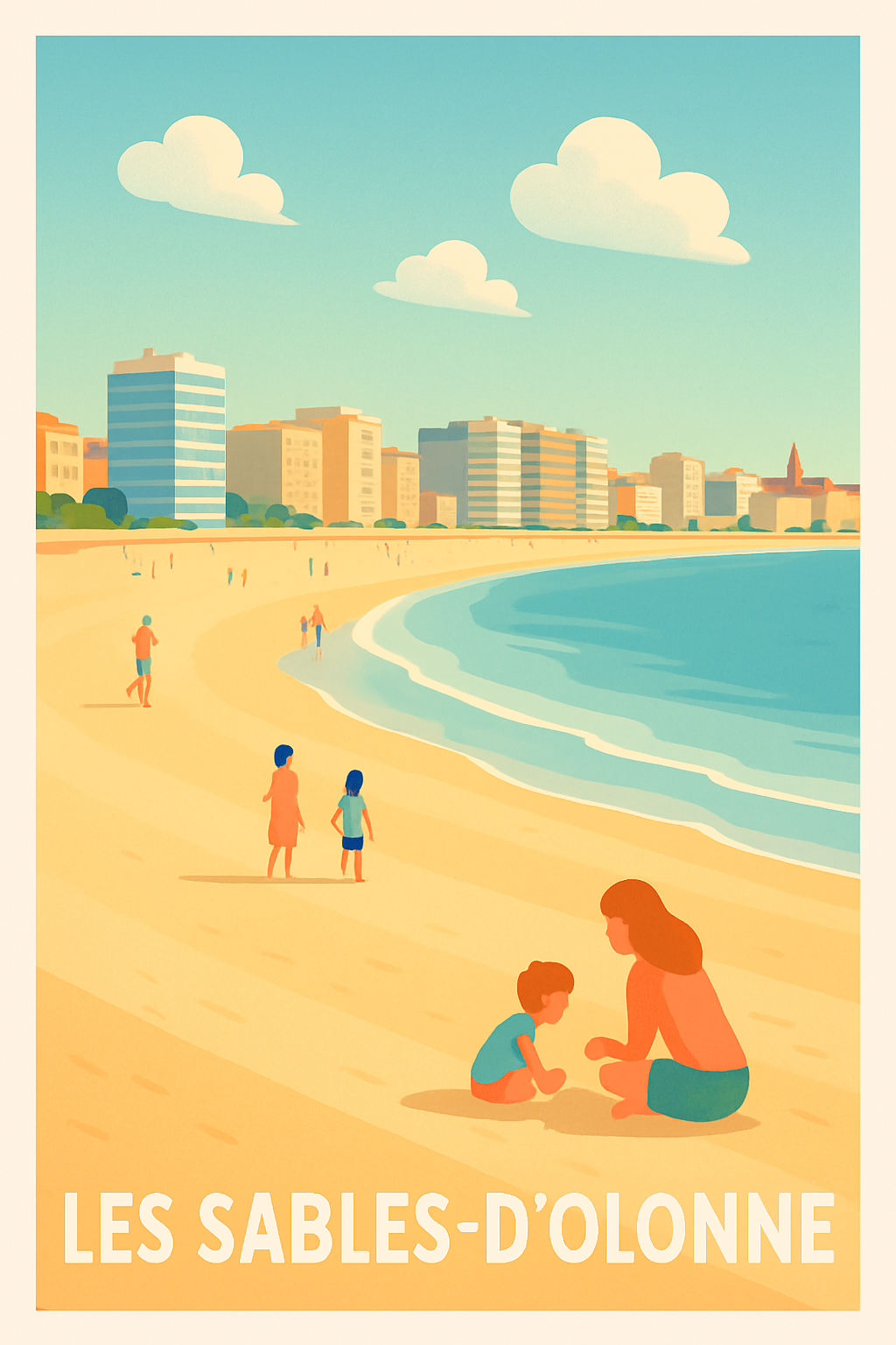 Vendée France Pas de Cadre / 20 × 30cm Affiche de Les Sables-d'Olonne - L'évasion balnéaire en douceur