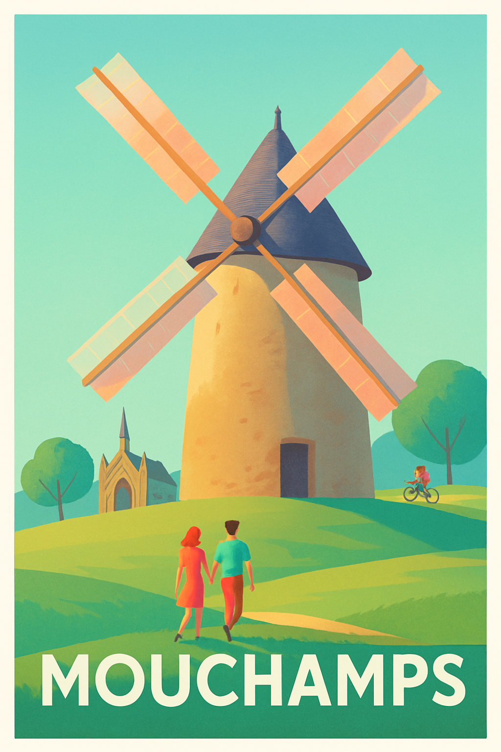 Vendée France Pas de Cadre / 20 × 30cm Affiche de Mouchamps - Charme bucolique et authenticité