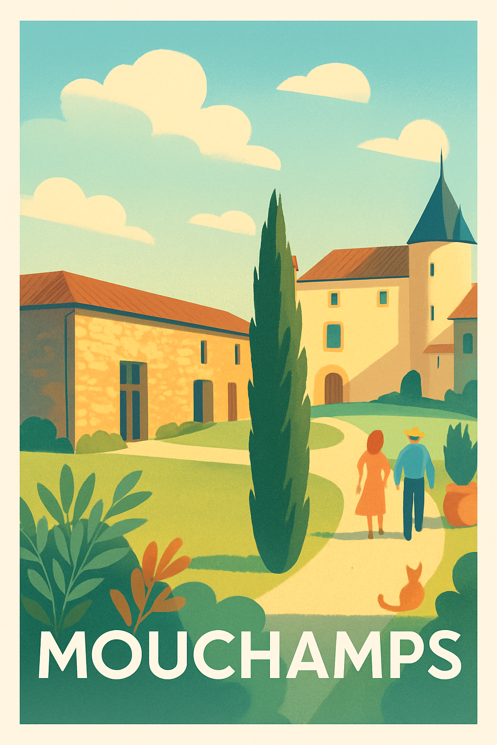 Vendée France Pas de Cadre / 20 × 30cm Affiche de Mouchamps - Charme bucolique et douceur de vivre