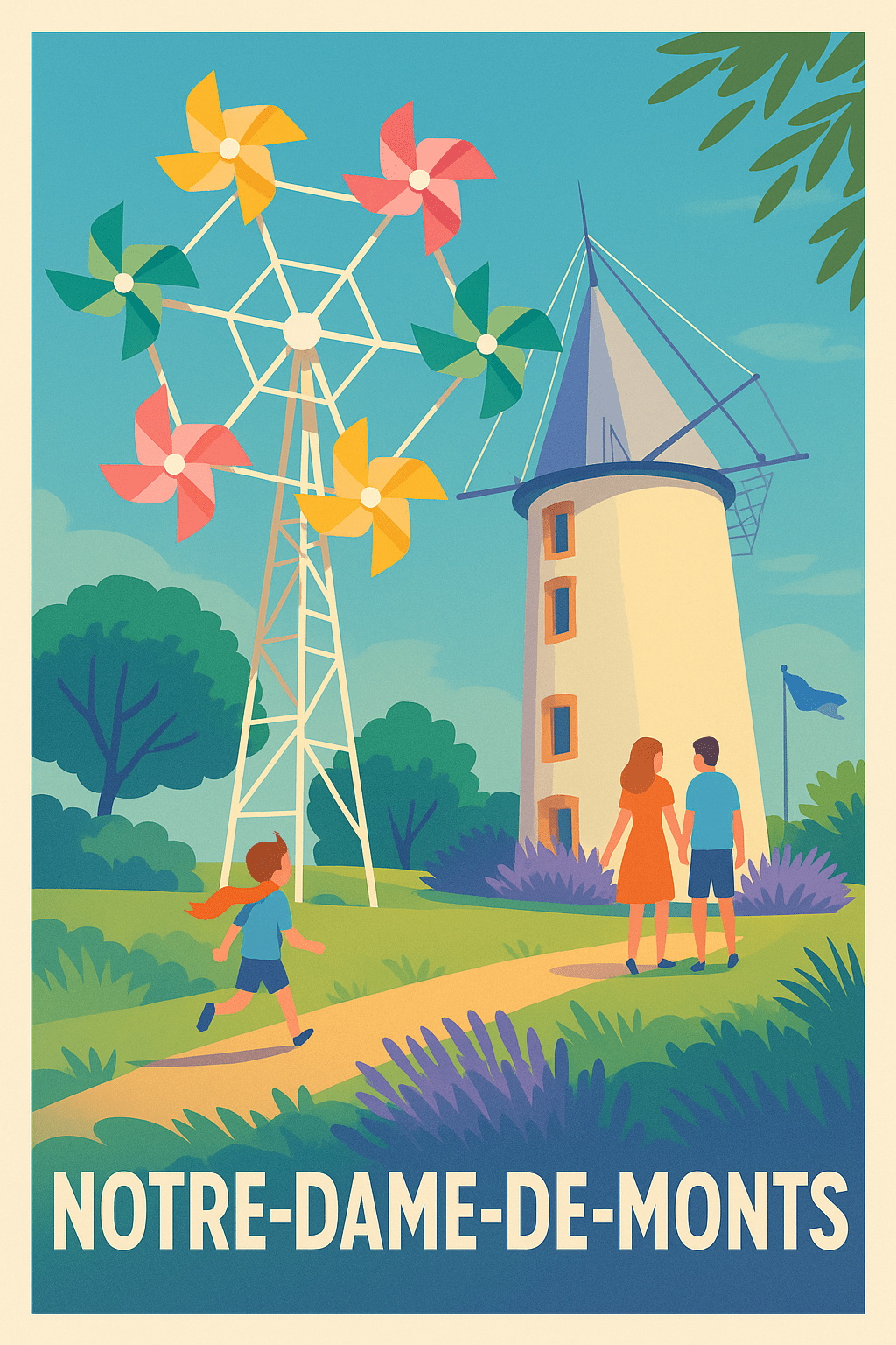Vendée France Pas de Cadre / 20 × 30cm Affiche de Notre-Dame-de-Monts - Charme et douceur de la Vendée