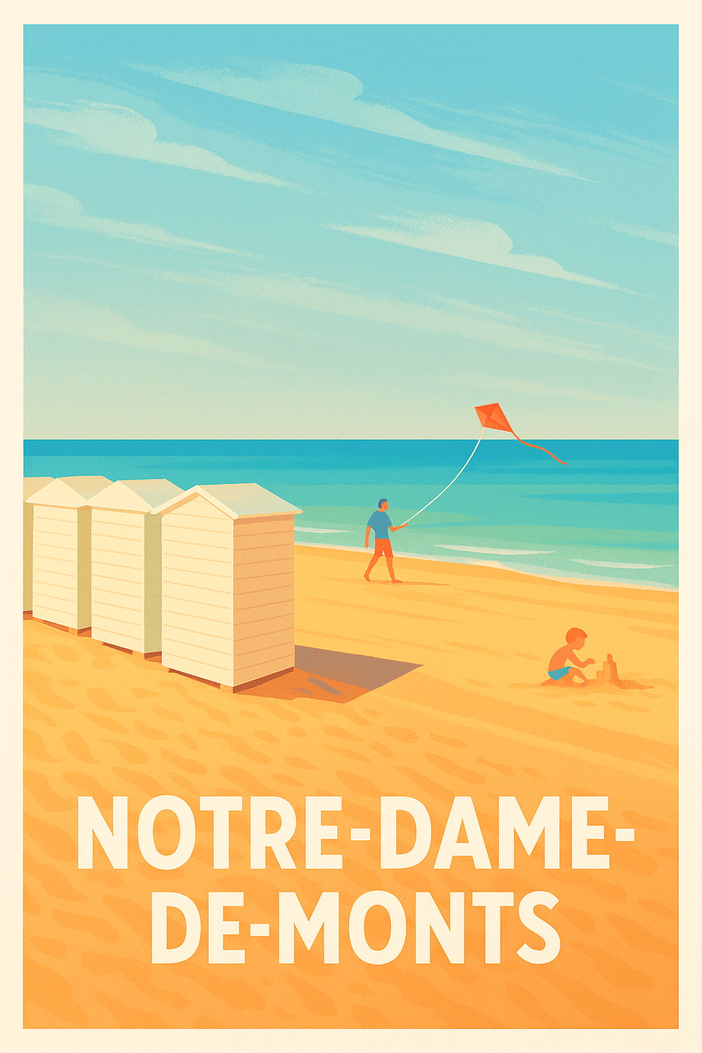 Vendée France Pas de Cadre / 20 × 30cm Affiche de Notre-Dame-de-Monts - Douceur et détente en bord de mer