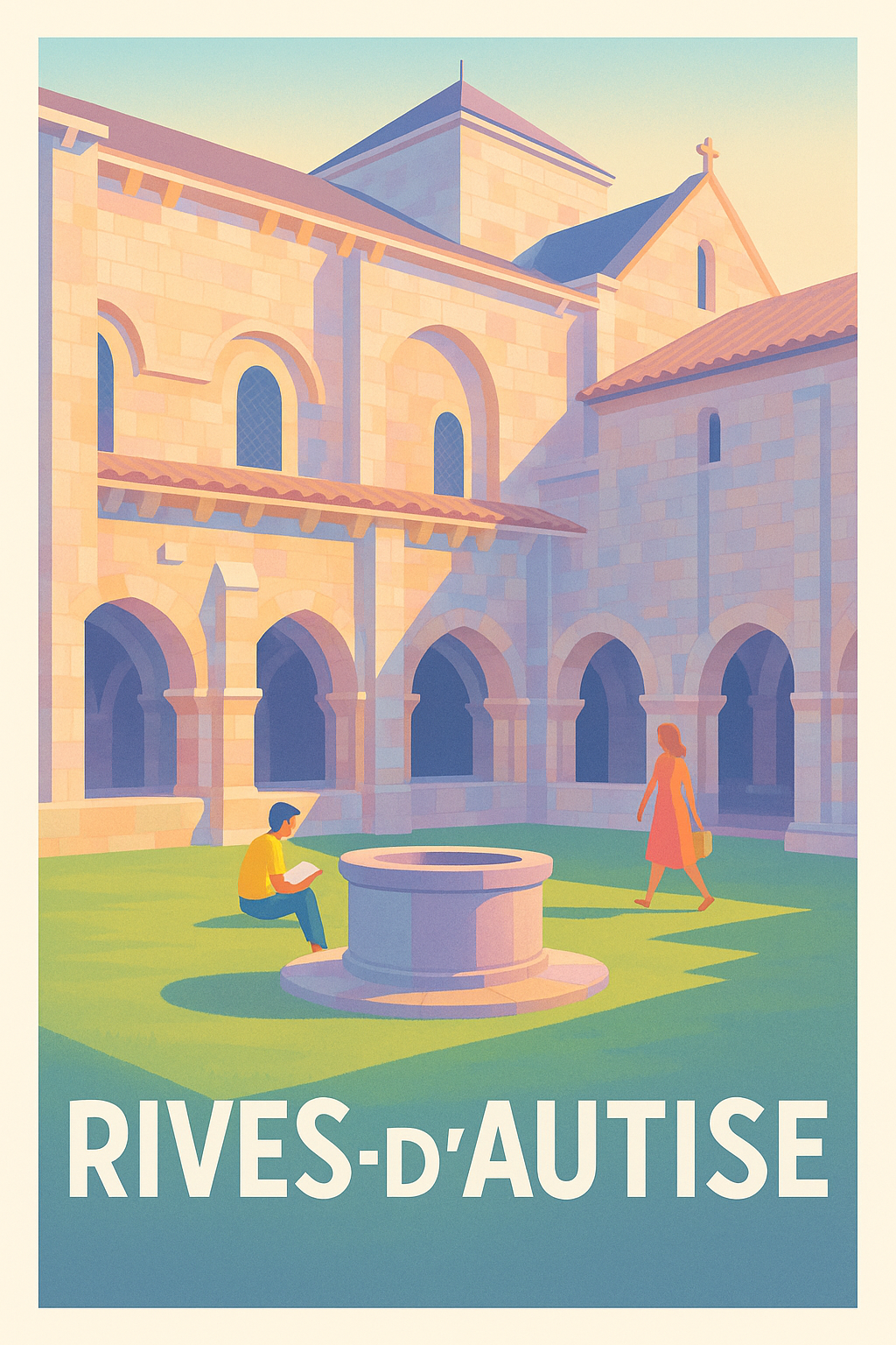 Vendée France Pas de Cadre / 20 × 30cm Affiche de Rives-d'Autise - Charme et sérénité au cœur de l'abbaye