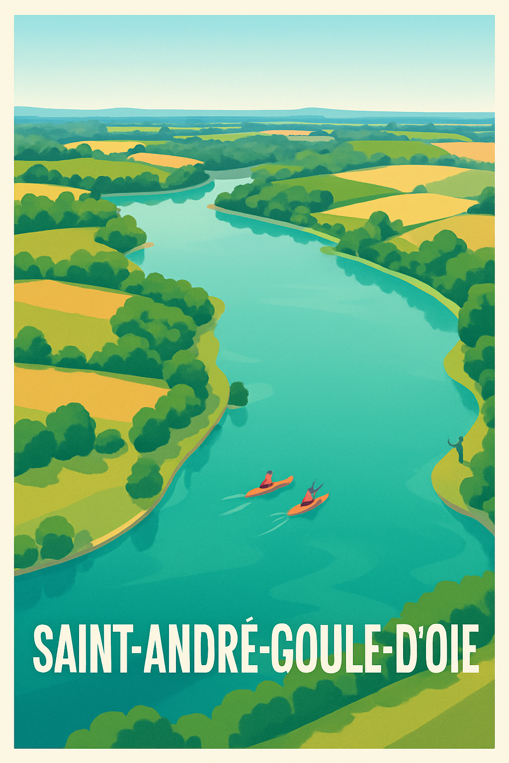 Vendée France Pas de Cadre / 20 × 30cm Affiche de Saint-André-Goule-d'Oie - Évasion Nature au Fil de l'Eau