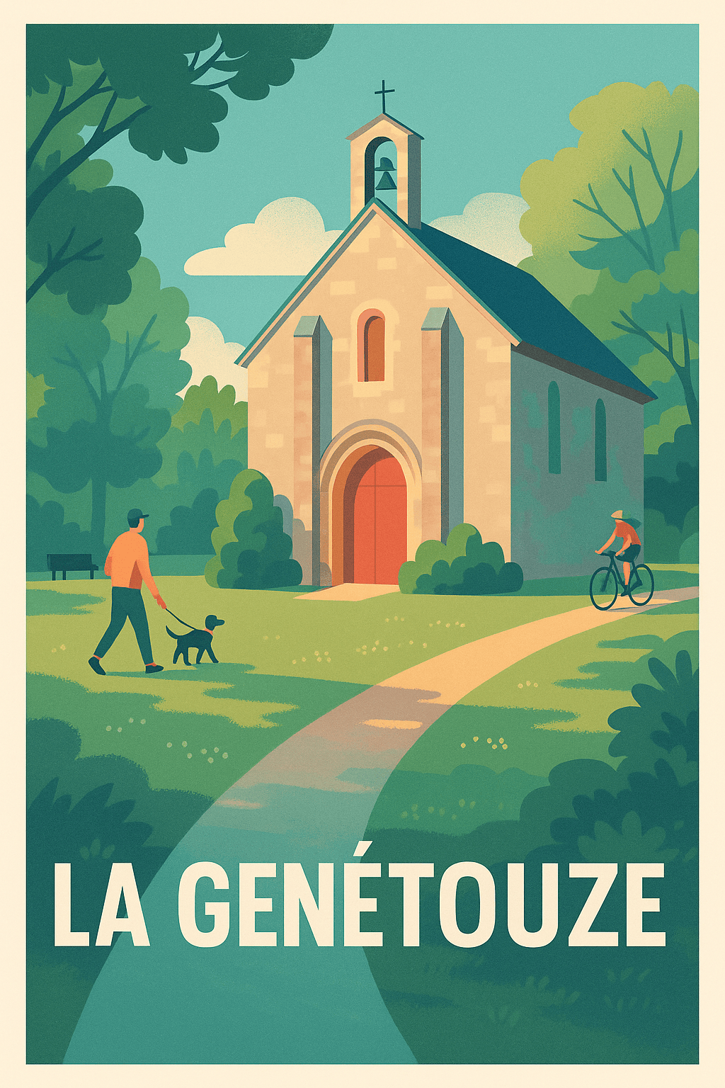 Vendée France Pas de Cadre / 20 × 30cm Affiche La Genétouze - charme et sérénité au cœur de la nature