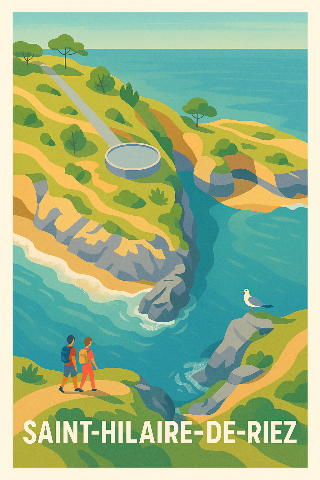 Vendée France Pas de Cadre / 20 × 30cm Affiche Saint-Hilaire-de-Riez - Escapade nature en bord de mer