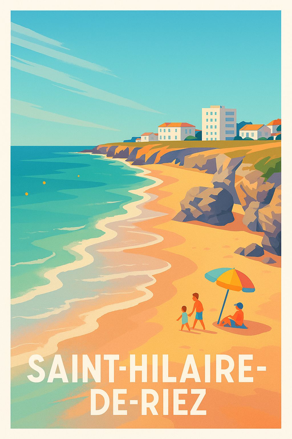 Vendée France Pas de Cadre / 20 × 30cm Affiche Saint-Hilaire-de-Riez - Évasion et douceur de la côte vendéenne