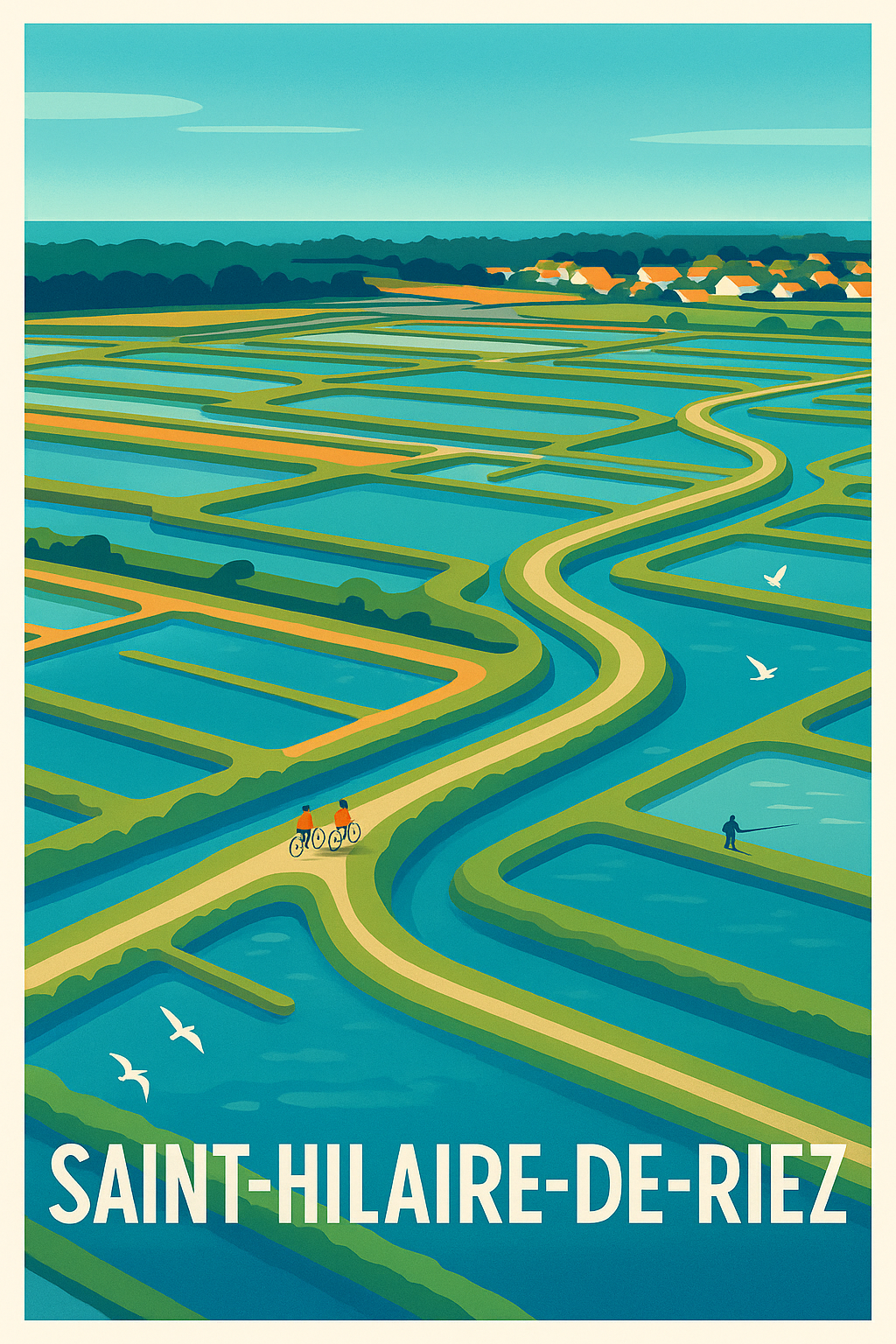 Vendée France Pas de Cadre / 20 × 30cm Affiche Saint-Hilaire-de-Riez - Évasion nature entre marais et océan