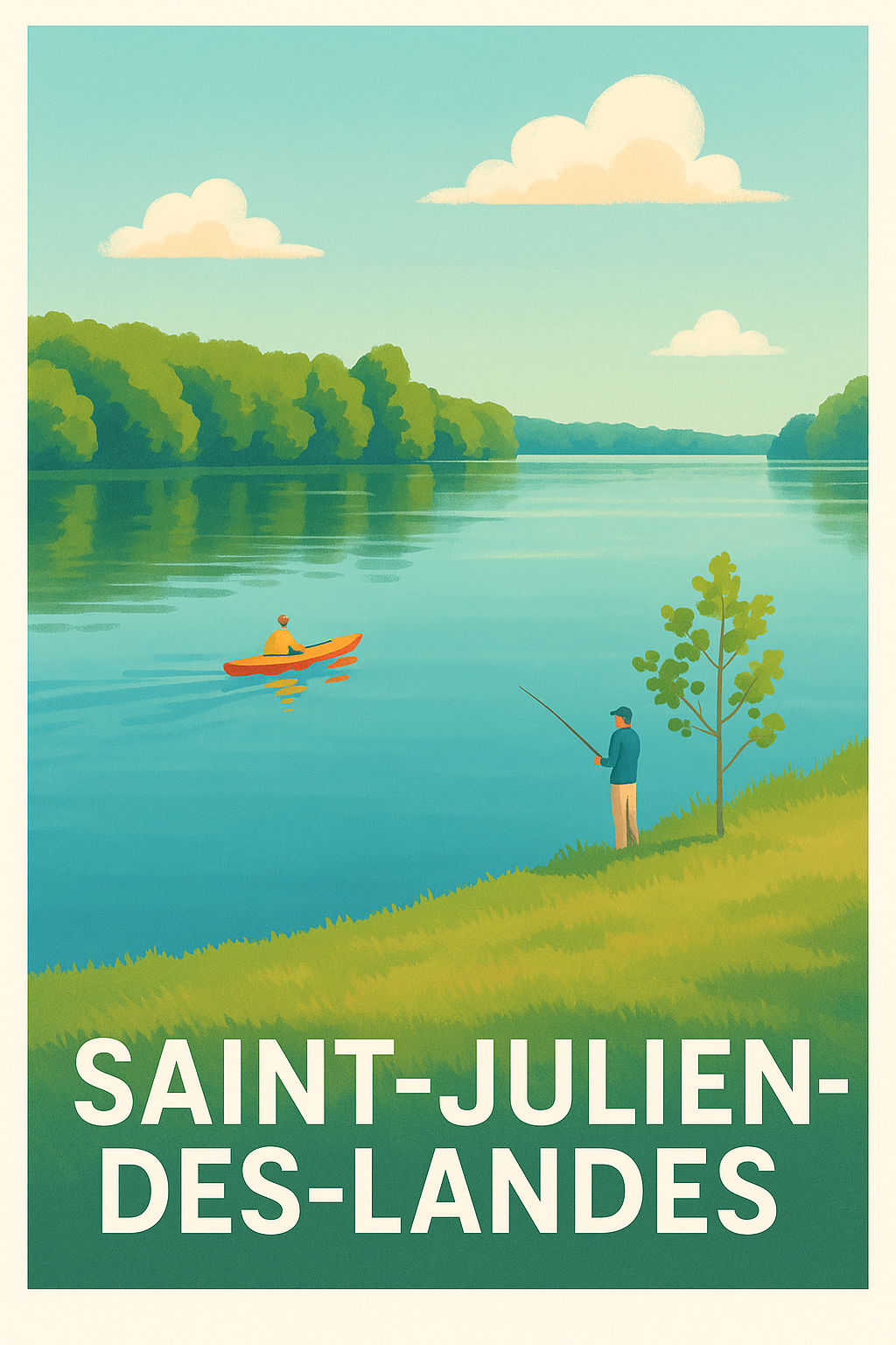 Vendée France Pas de Cadre / 20 × 30cm Affiche Saint-Julien-des-Landes - Évasion au fil de l'eau