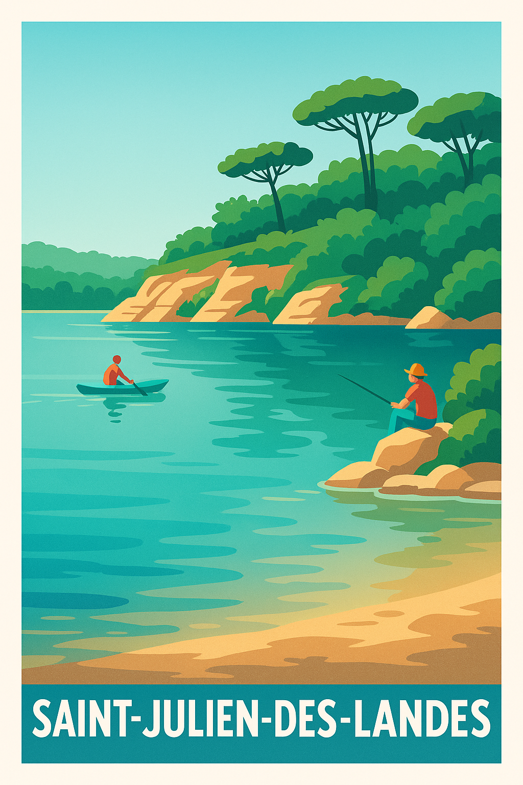 Vendée France Pas de Cadre / 20 × 30cm Affiche Saint-Julien-des-Landes - Évasion nature et détente au bord de l'eau