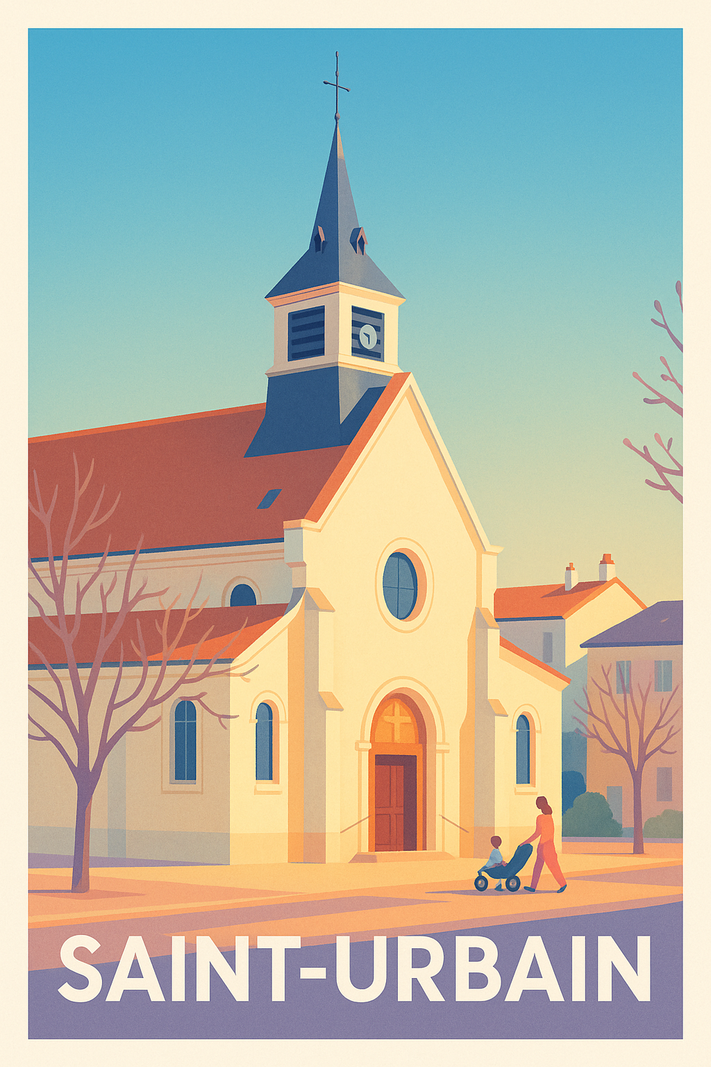 Vendée France Pas de Cadre / 20 × 30cm Affiche Saint-Urbain - Charme paisible et patrimoine local