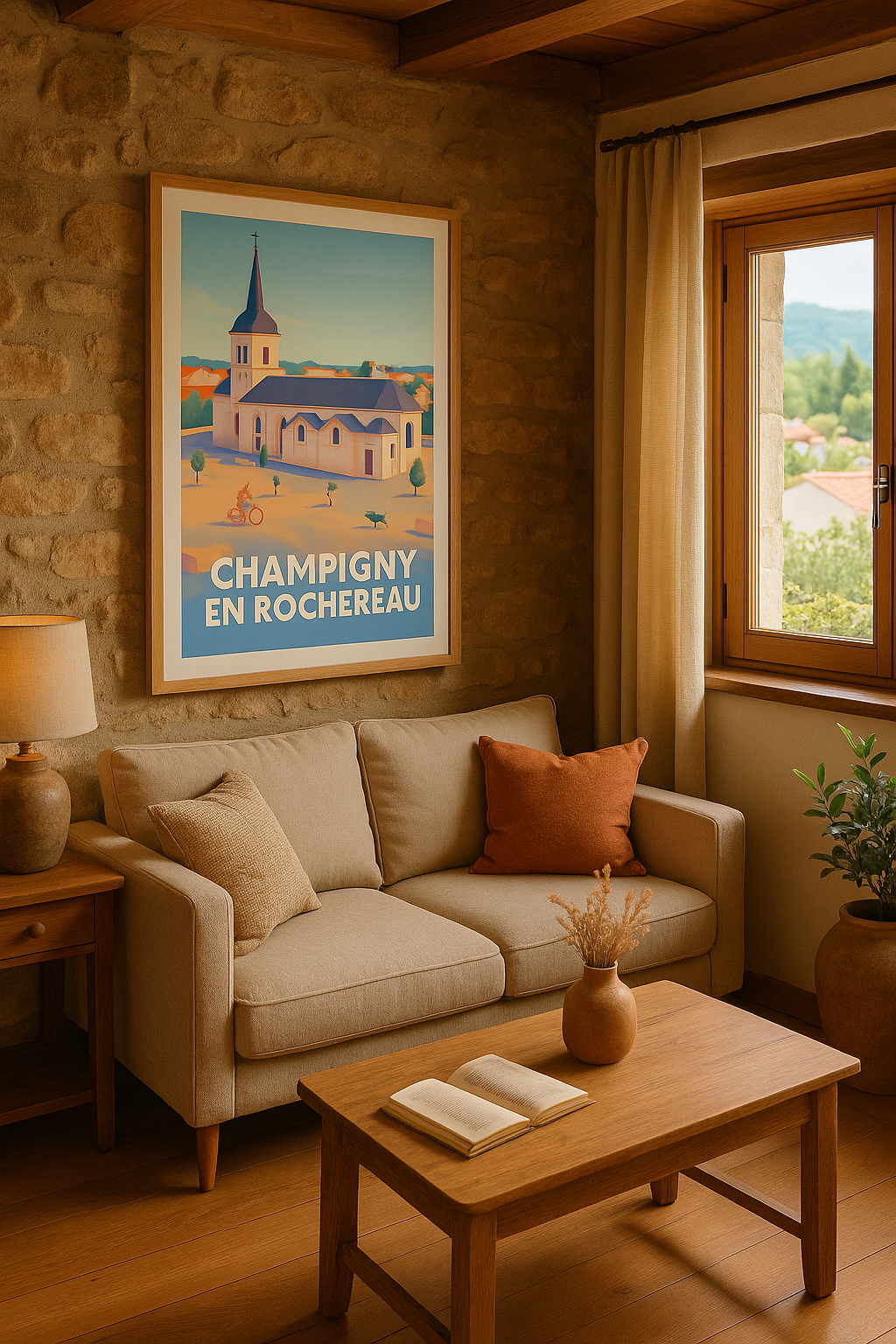 Vienne France Affiche de Champigny en Rochereau - Charme et Sérénité Villageoise