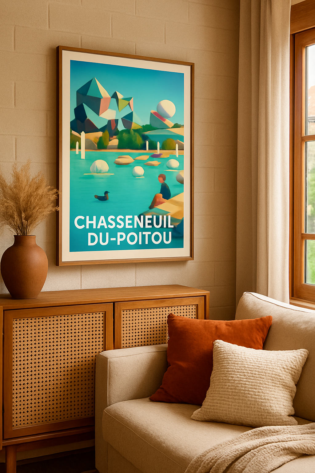 Vienne France Affiche de Chasseneuil-du-Poitou - L'art futuriste au bord de l'eau