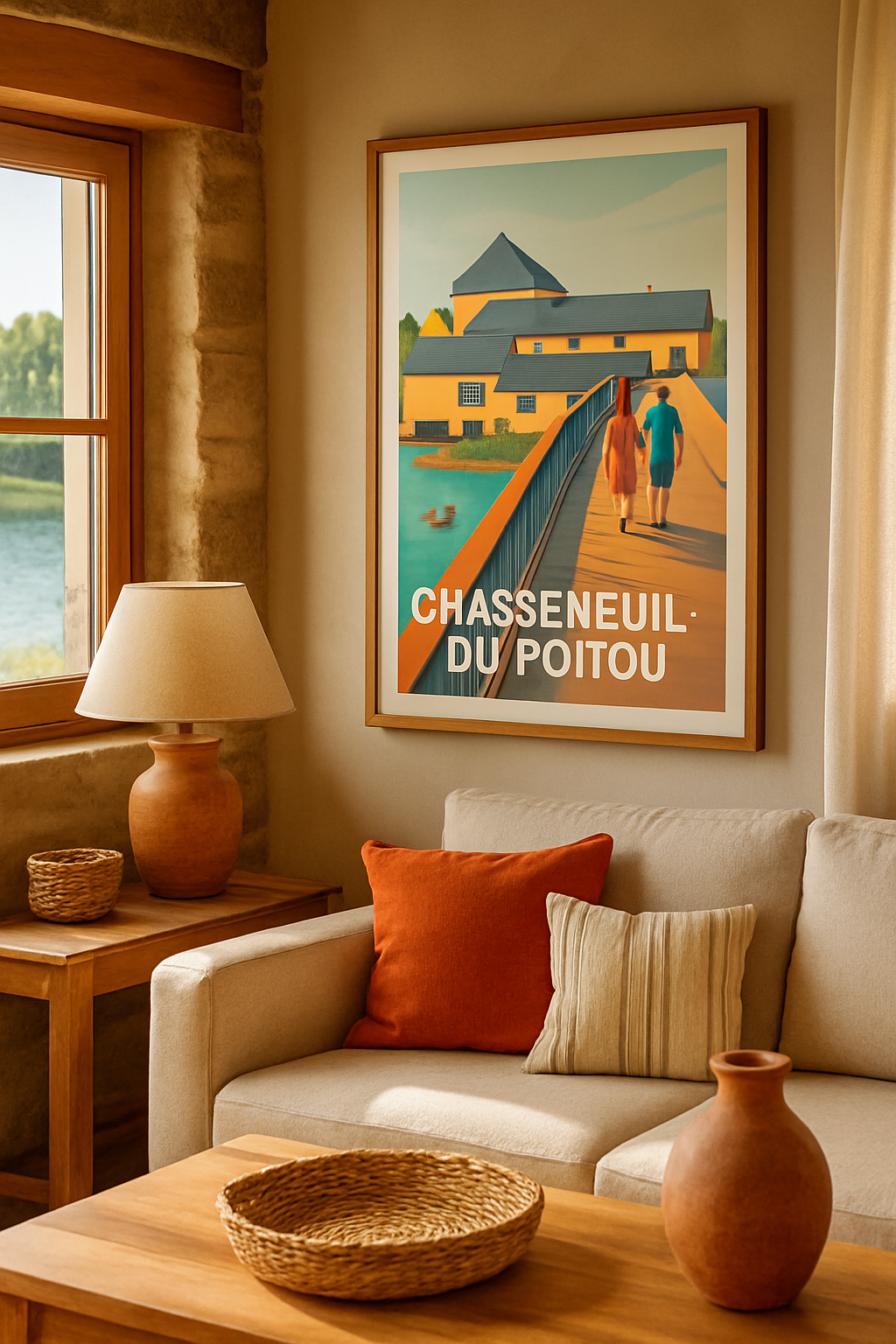 Affiche Chasseneuil-du-Poitou — Promenade romantique au fil de l'eau · poster d'art de Chasseneuil-du-Poitou