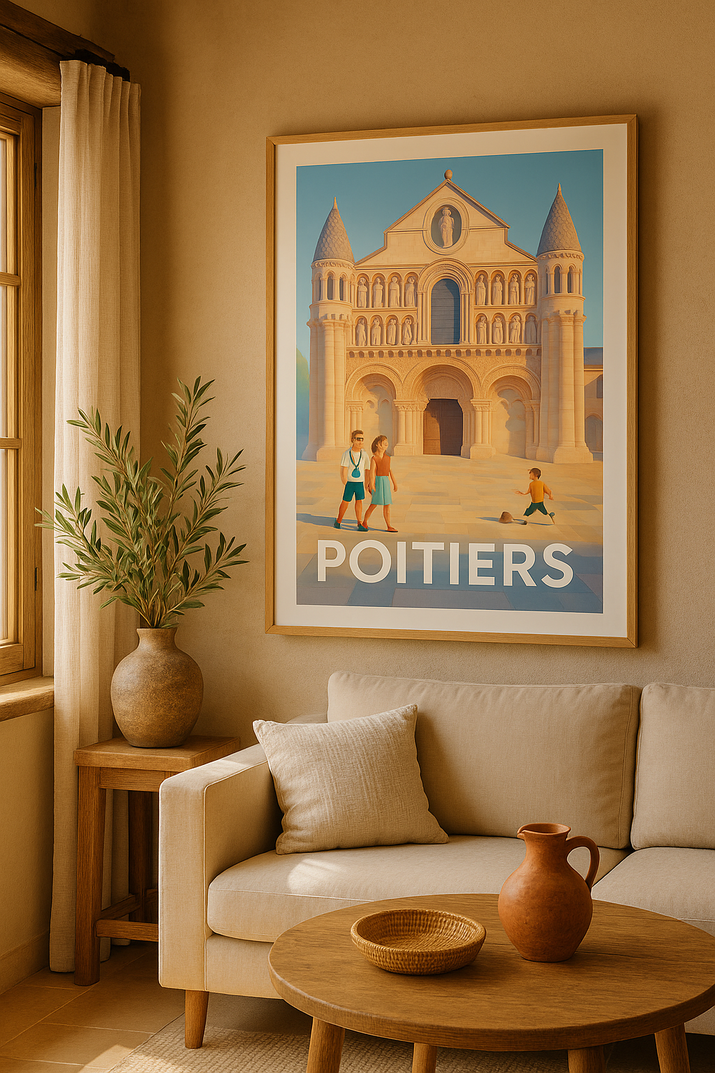 Affiche Poitiers — Balade ensoleillée au cœur historique · poster d'art de Poitiers