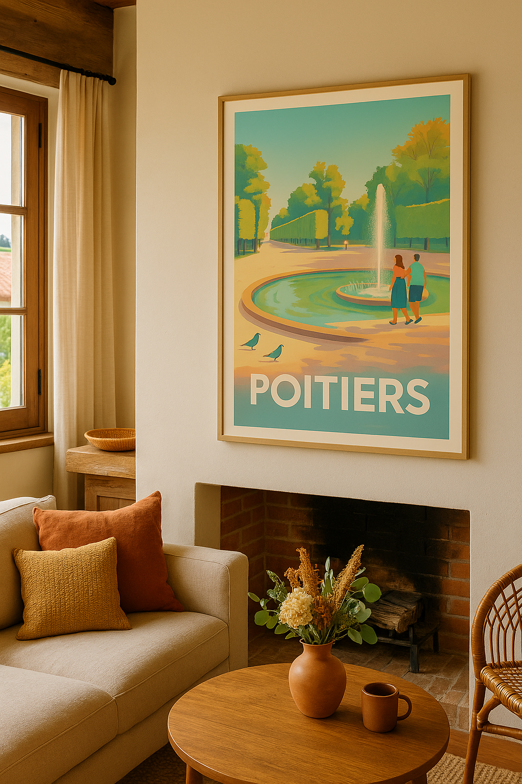Affiche Poitiers — Une promenade ensoleillée au parc · poster d'art de Poitiers