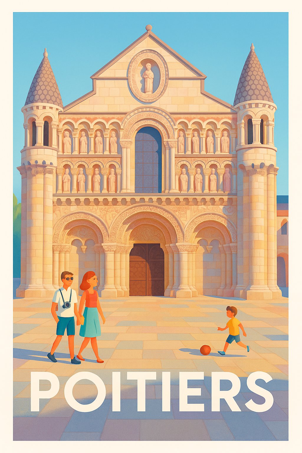 Affiche Poitiers — Balade ensoleillée au cœur historique · poster d'art de Poitiers