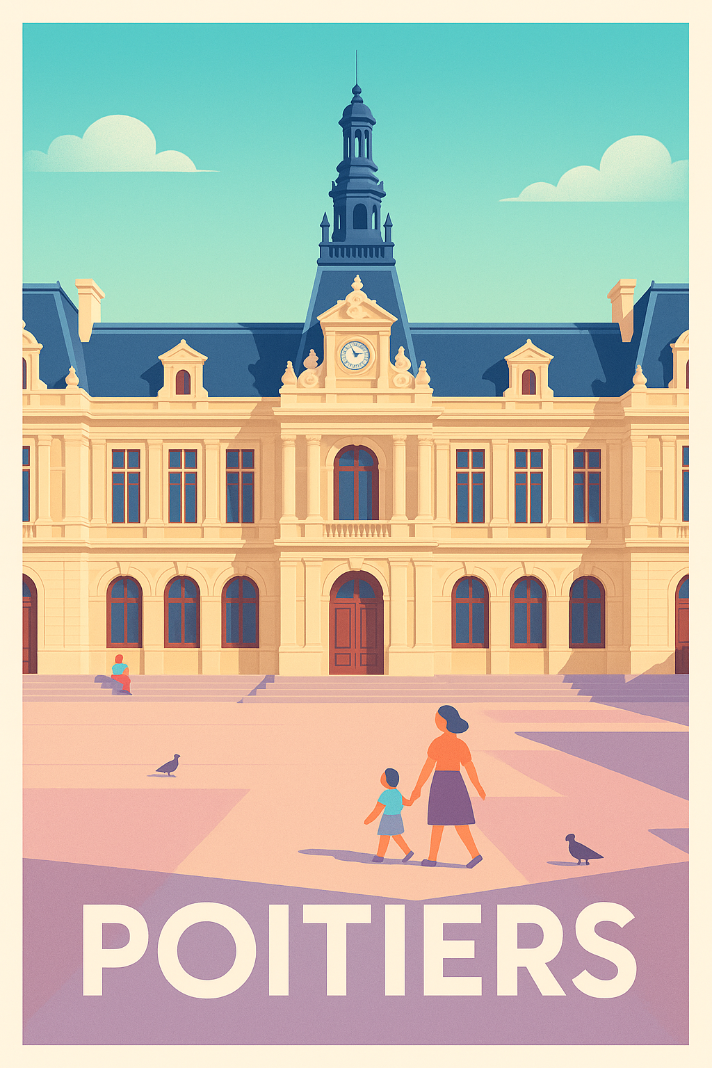 Vienne France Pas de Cadre / 20 × 30cm Affiche Poitiers - Élégance et patrimoine historique