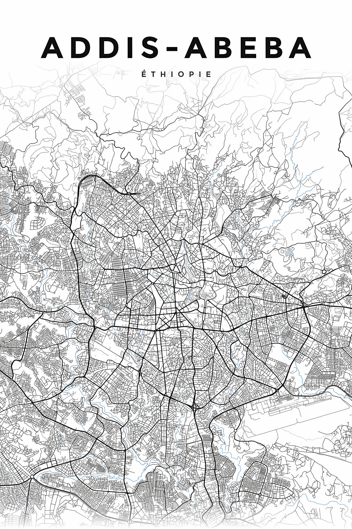 Affiche d'Addis-Abeba, plan de ville Éthiopie | Afich