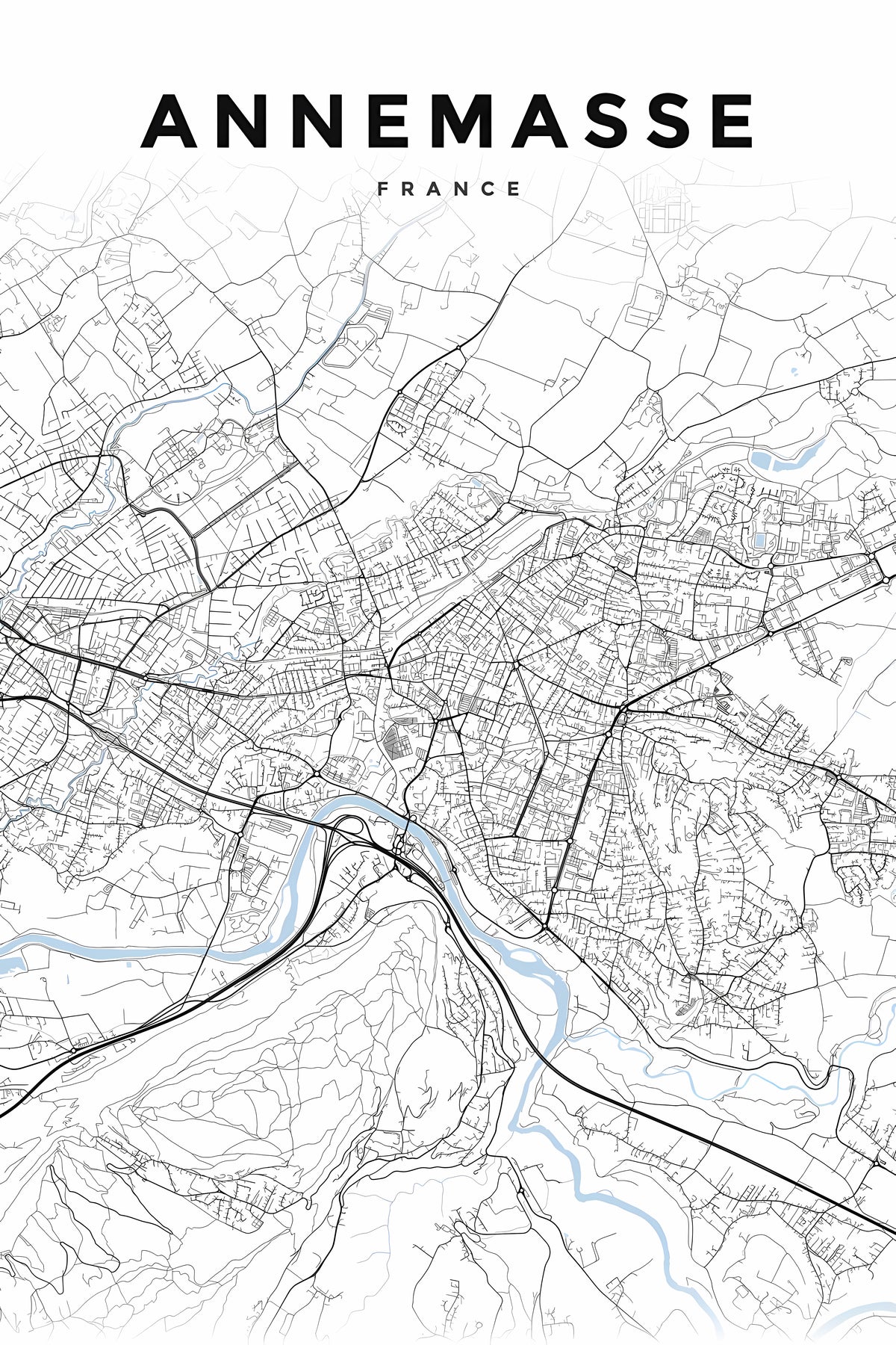 Poster d'Annemasse, plan urbain moderne | Afich