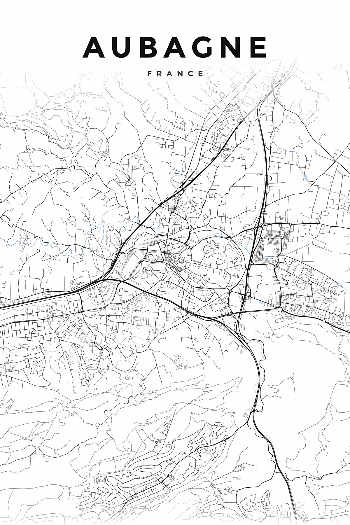 Affiche d'Aubagne, carte géographique | Afich