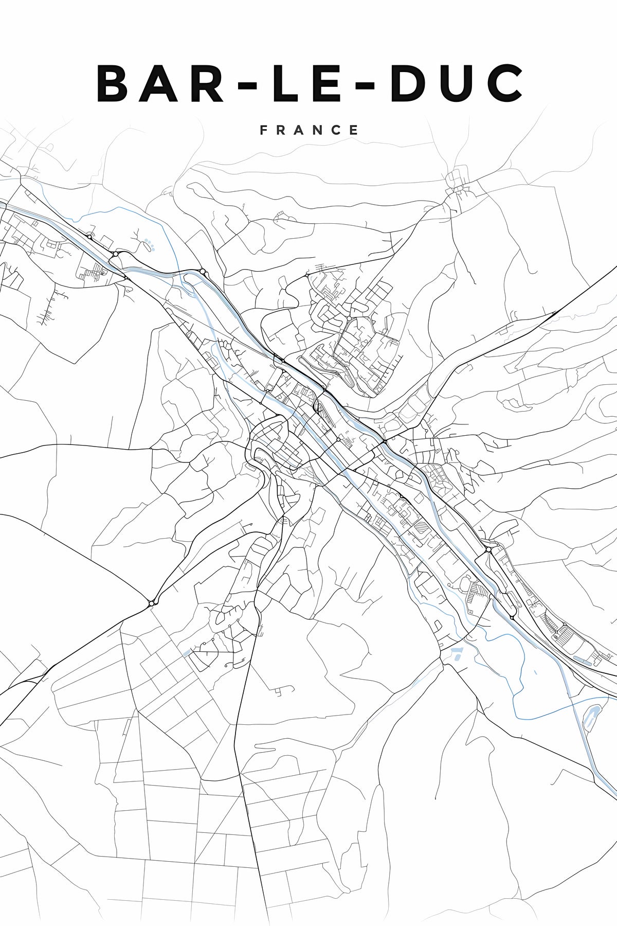 Affiche de Bar-le-Duc, plan minimaliste | Afich