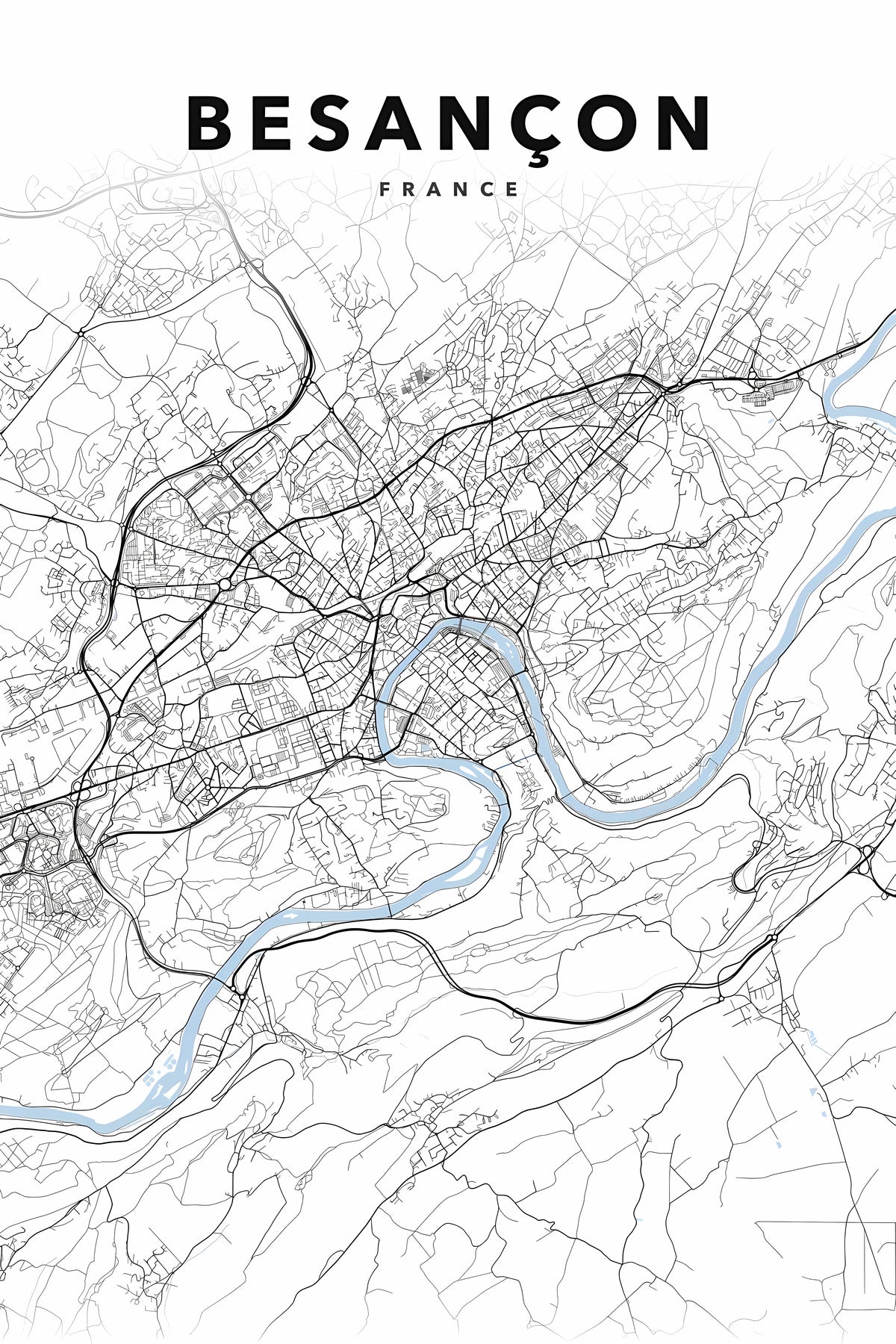 Affiche de Besançon, poster plan urbain | Afich