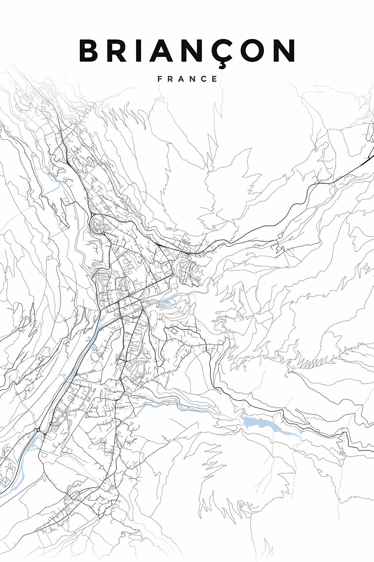 Affiche Briançon, carte géographique | Afich