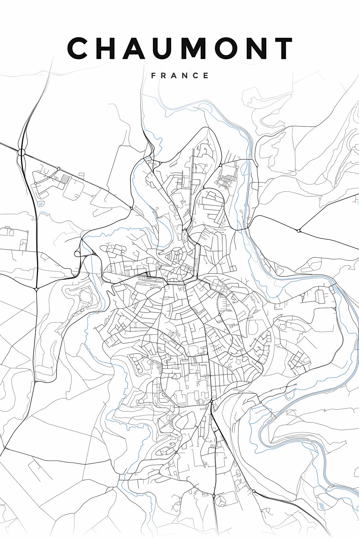 Affiche de Chaumont, carte minimaliste | Afich