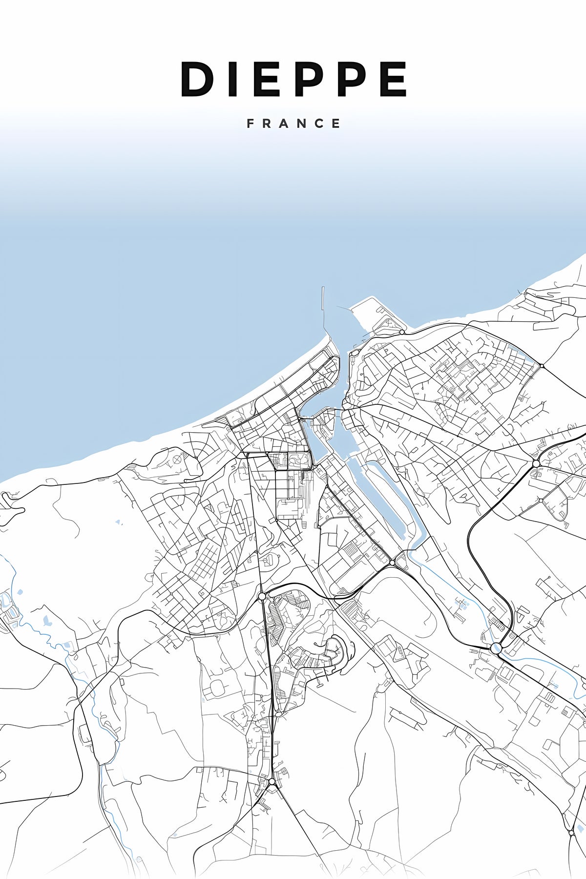 Affiche de Dieppe, poster plan de ville | Afich