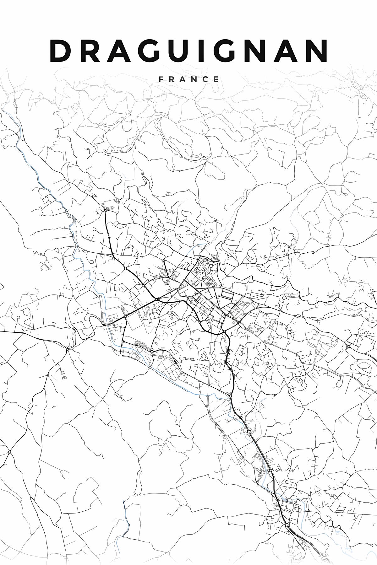 Affiche de Draguignan, plan de ville minimaliste