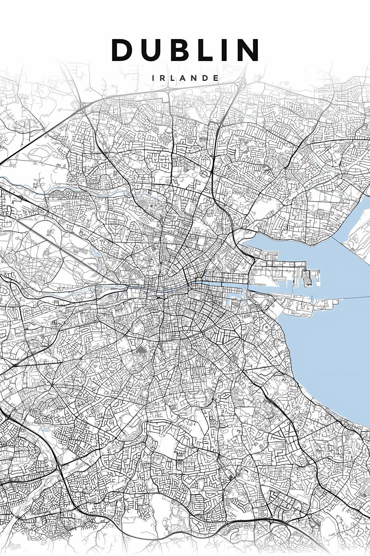 Affiche de Dublin, plan de ville minimaliste
