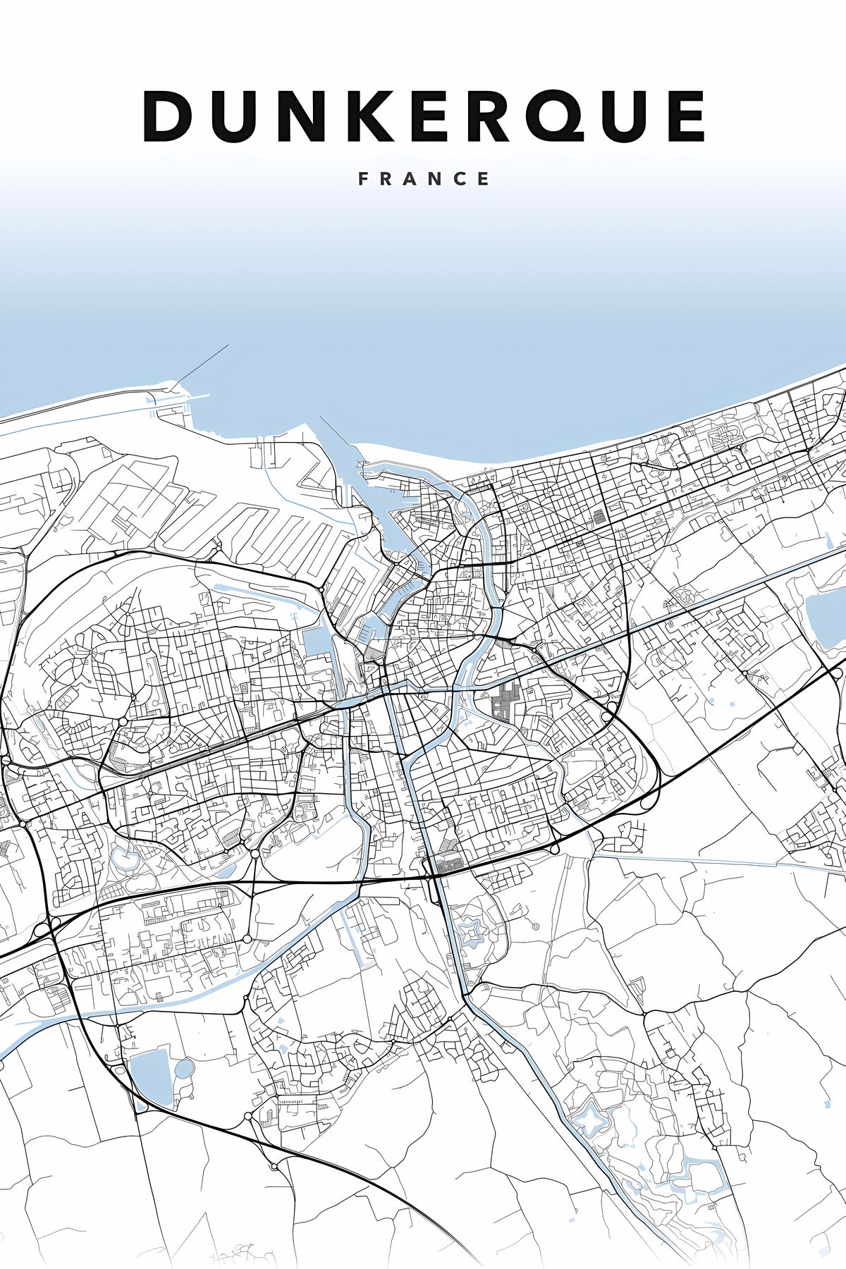 Affiche Dunkerque, plan de ville et port | Afich