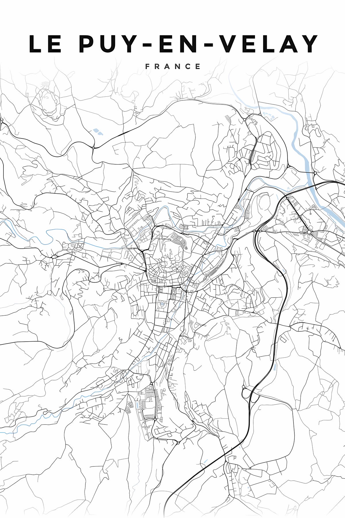 Poster du Puy-en-Velay, plan de ville | Afich