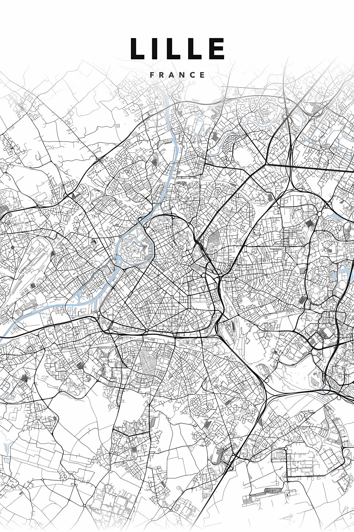 Affiche de Lille, poster cartographie | Afich
