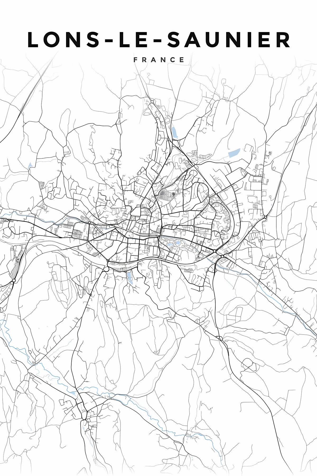 Affiche de Lons-le-Saunier, carte du Jura | Afich