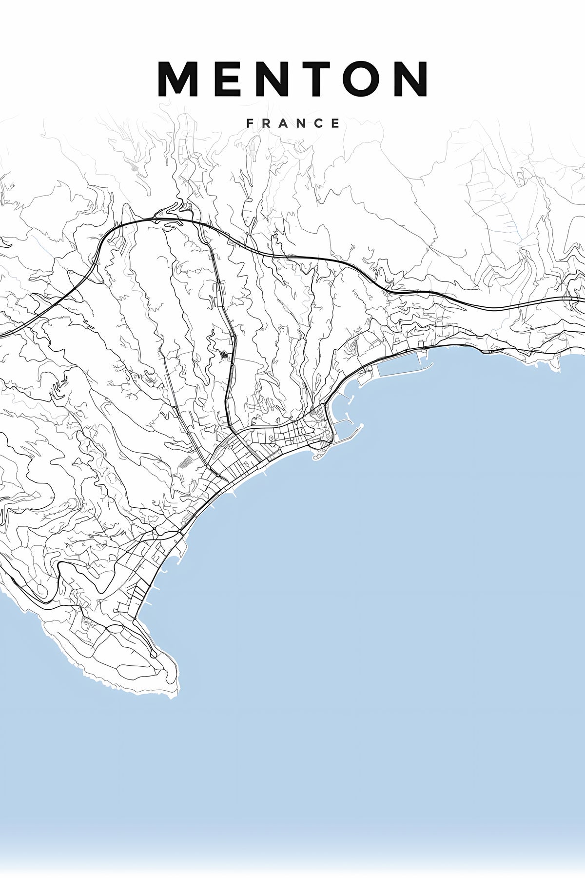 Affiche de Menton, carte minimaliste | Afich