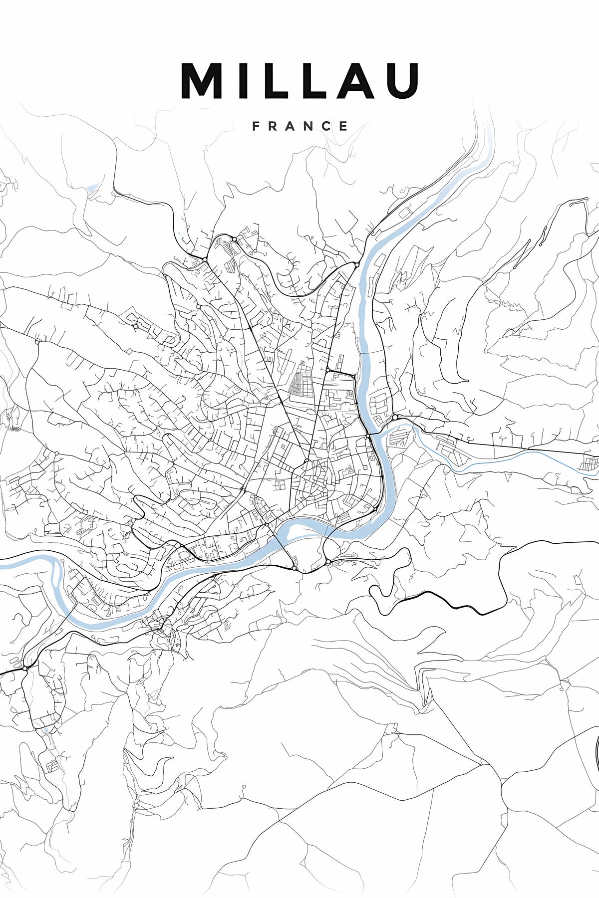 Affiche de Millau, poster carte urbaine | Afich