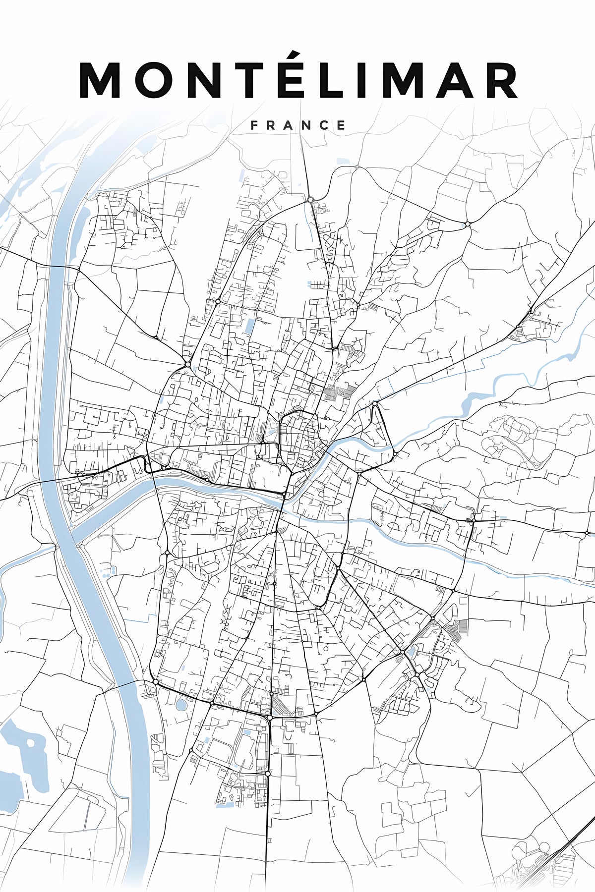 Affiche de Montélimar, plan de ville minimaliste