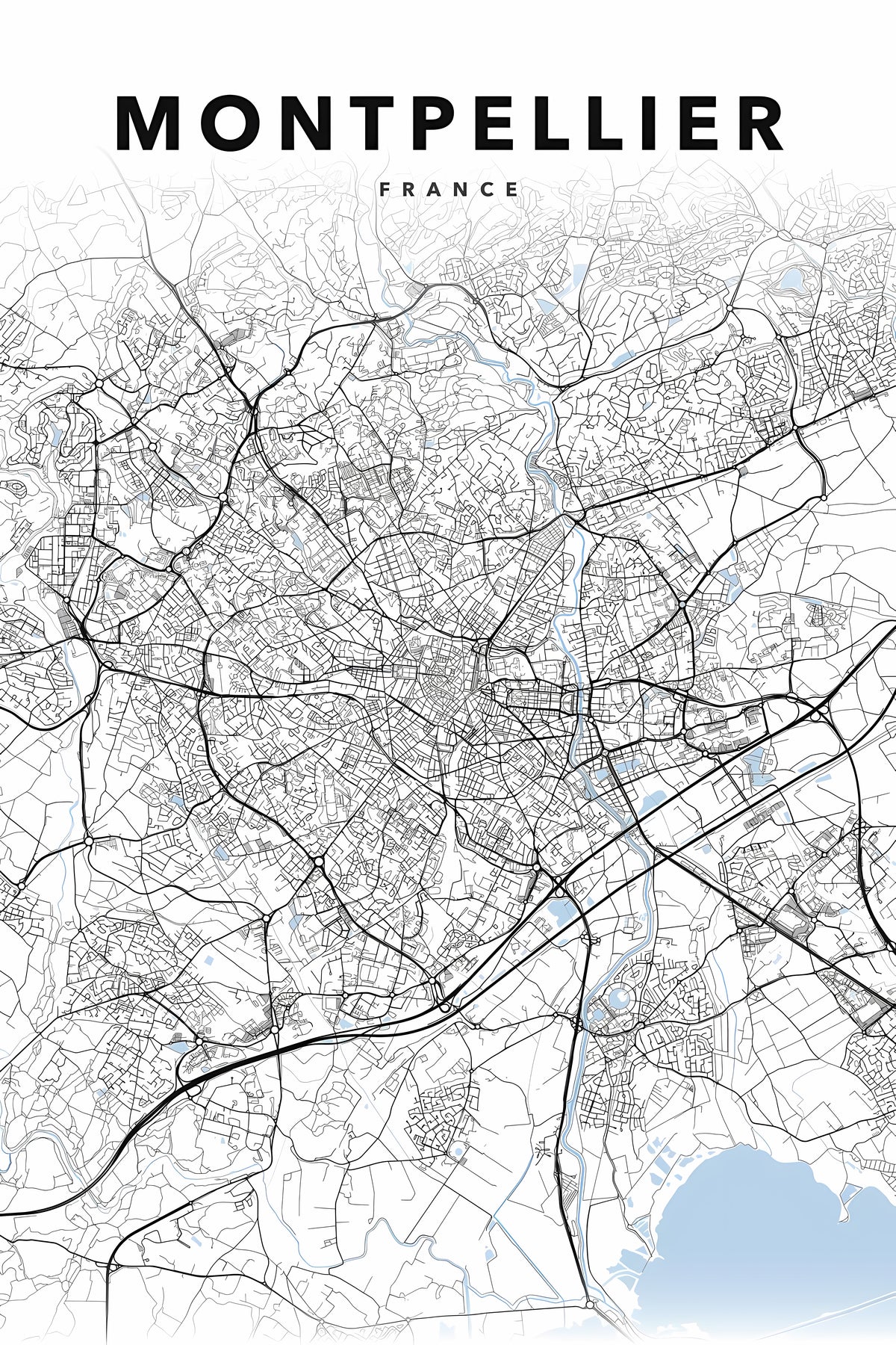 Affiche de Montpellier, poster cartographie | Afich