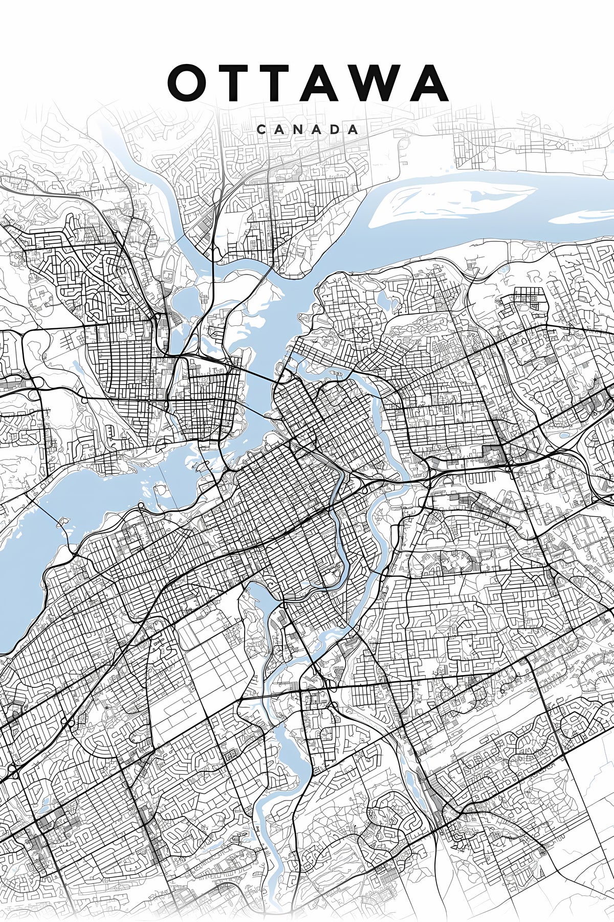 Affiche d'Ottawa, carte urbaine du Canada | Afich