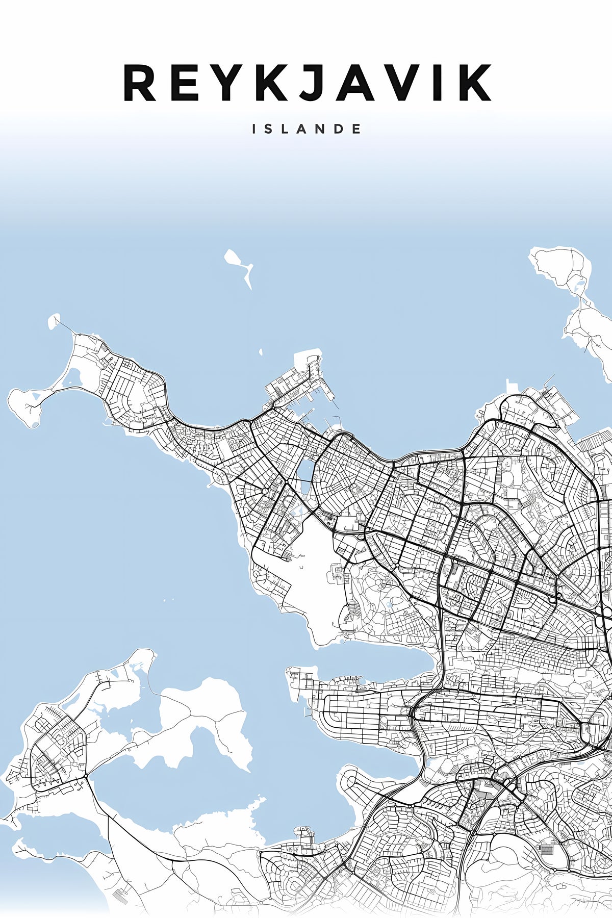 Affiche de Reykjavik, poster cartographie | Afich