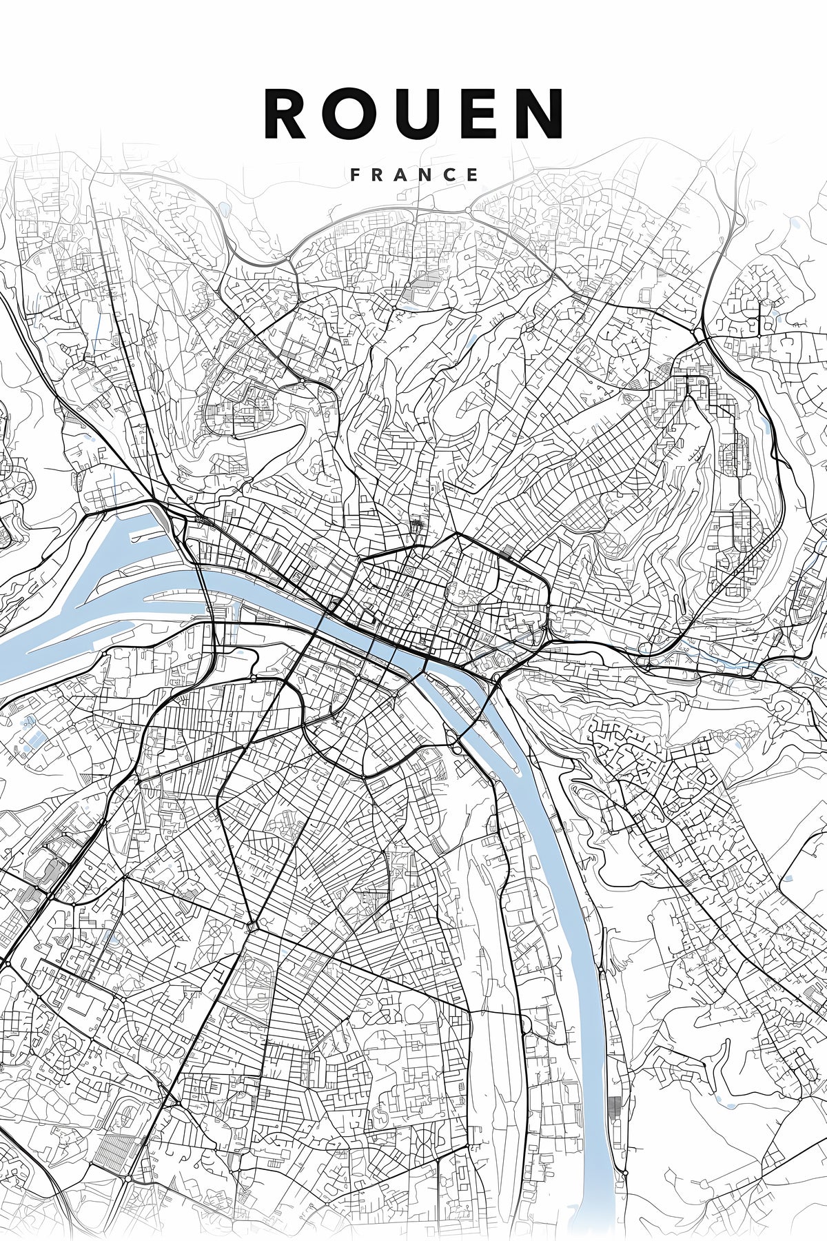 Affiche Rouen, poster plan de ville | Afich