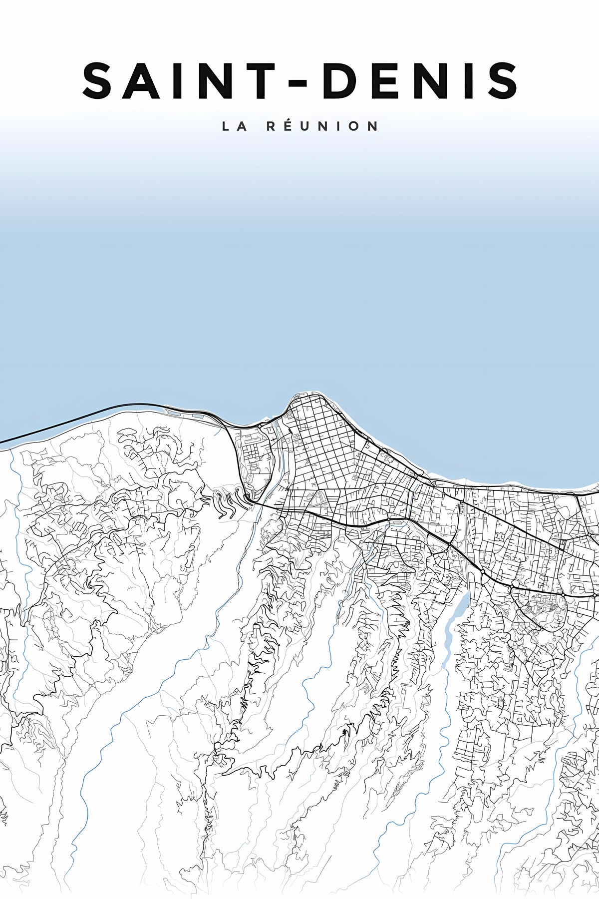 Affiche de Saint-Denis, carte de La Réunion | Afich