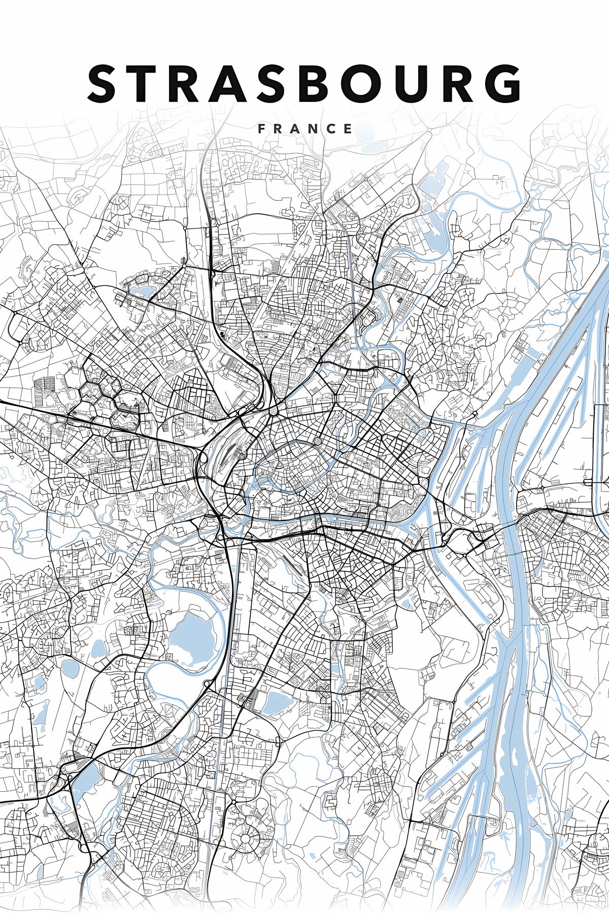 Poster de Strasbourg, plan de ville détaillé | Afich