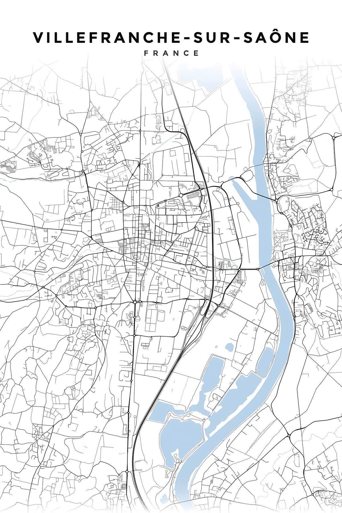 Poster de Villefranche-sur-Saône, plan de ville | Afich