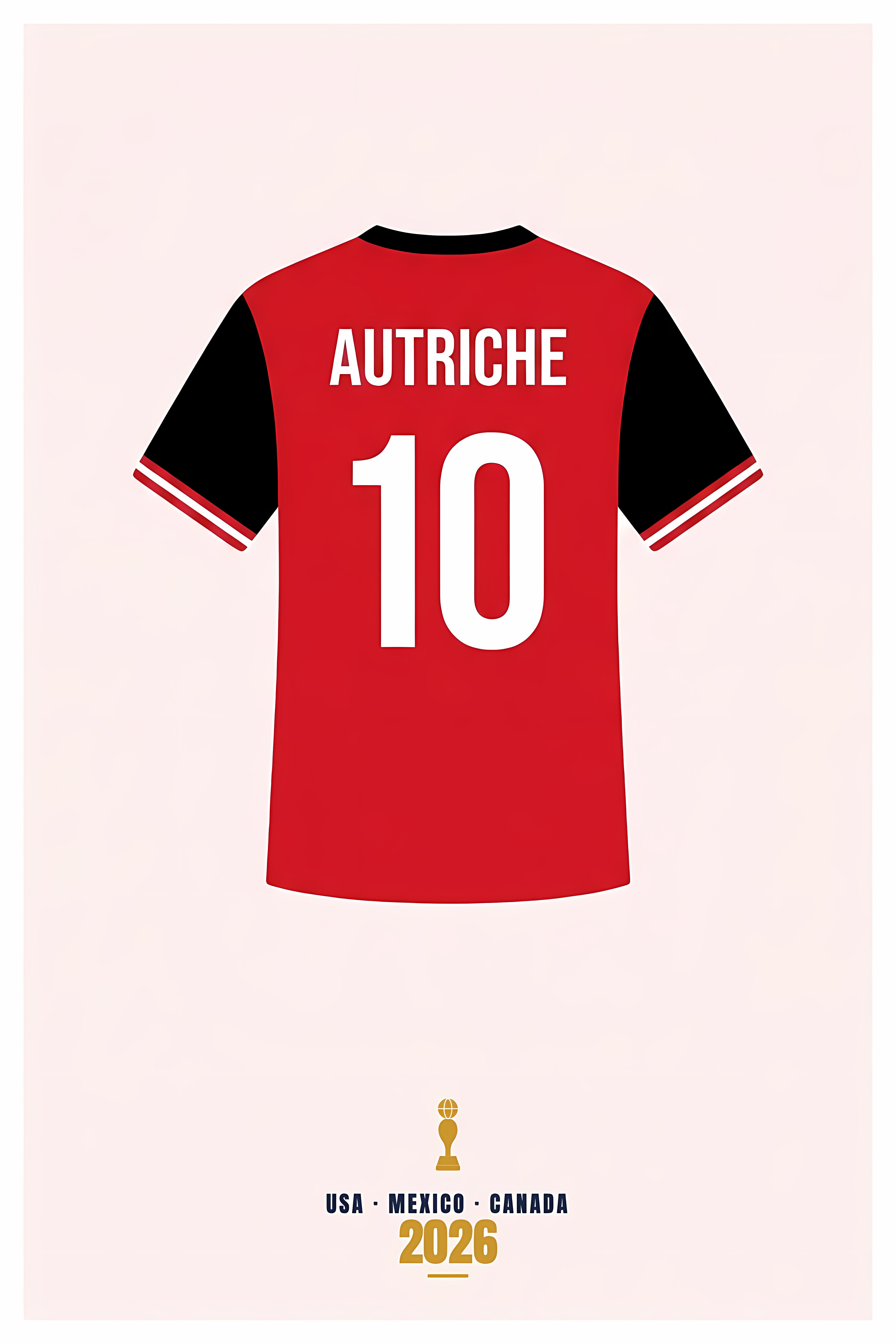 Poster d'Autriche, maillot de foot rouge | Afich
