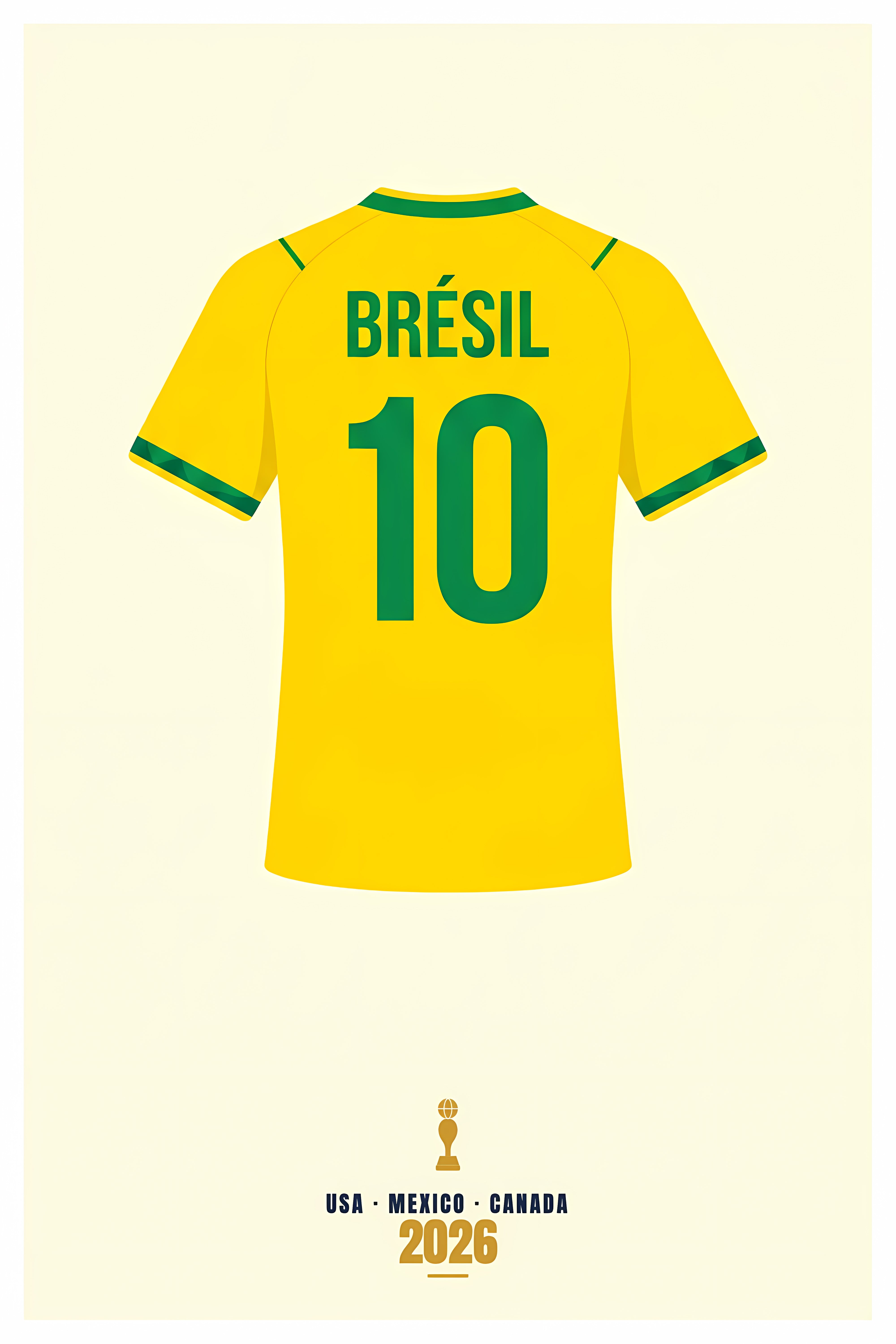 Affiche du Brésil, maillot de football jaune | Afich