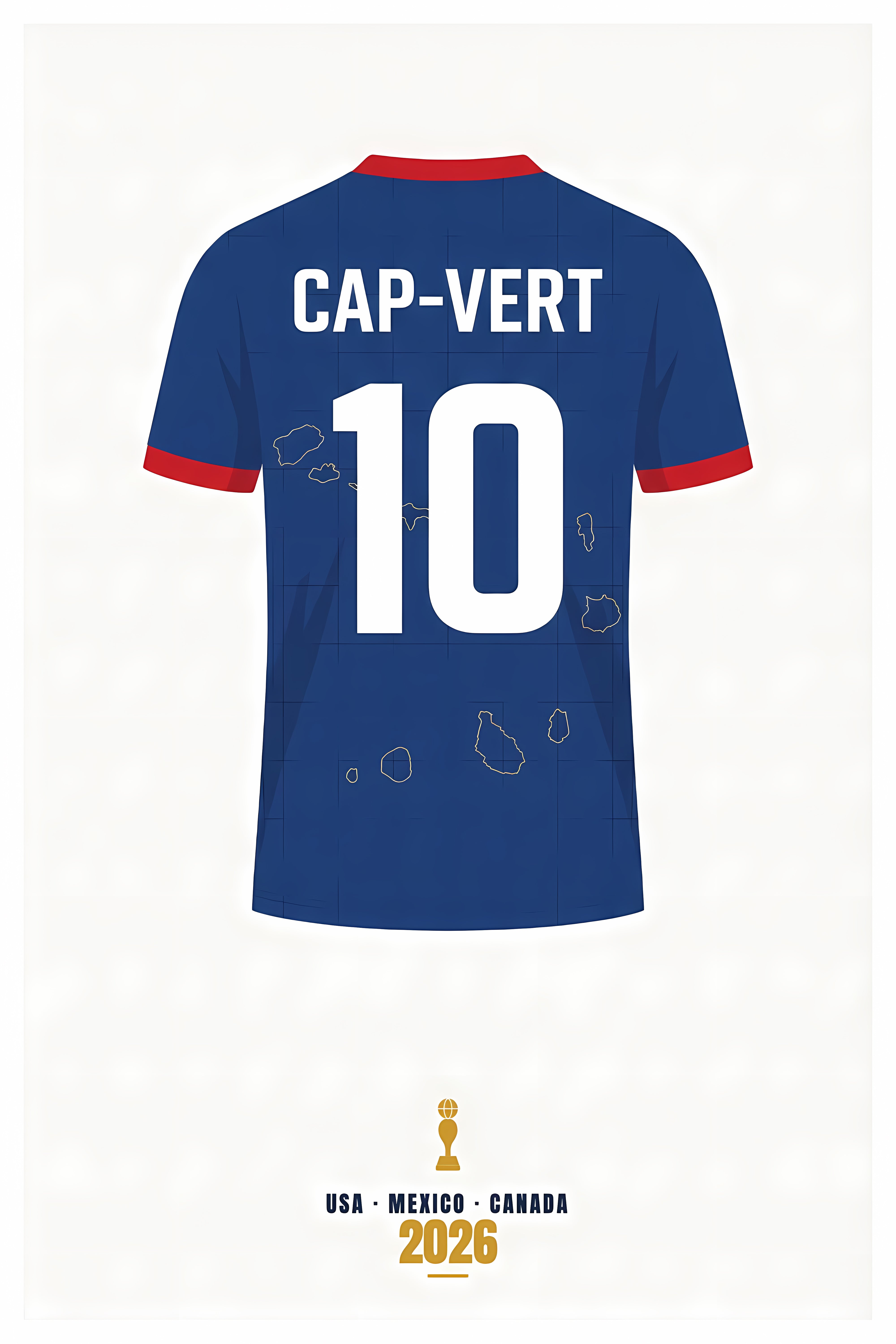 Affiche du Cap-Vert, poster maillot football bleu | Afich